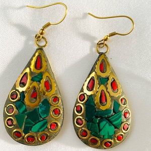 Handmade Multi color brass earring